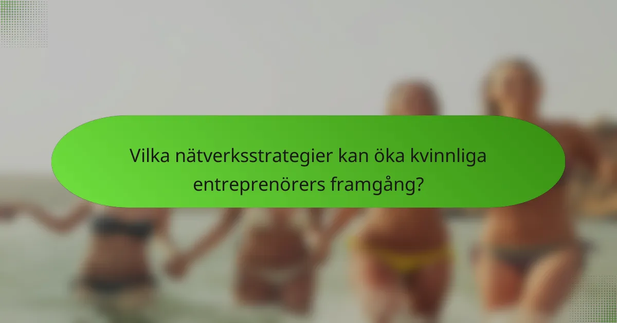 Vilka nätverksstrategier kan öka kvinnliga entreprenörers framgång?
